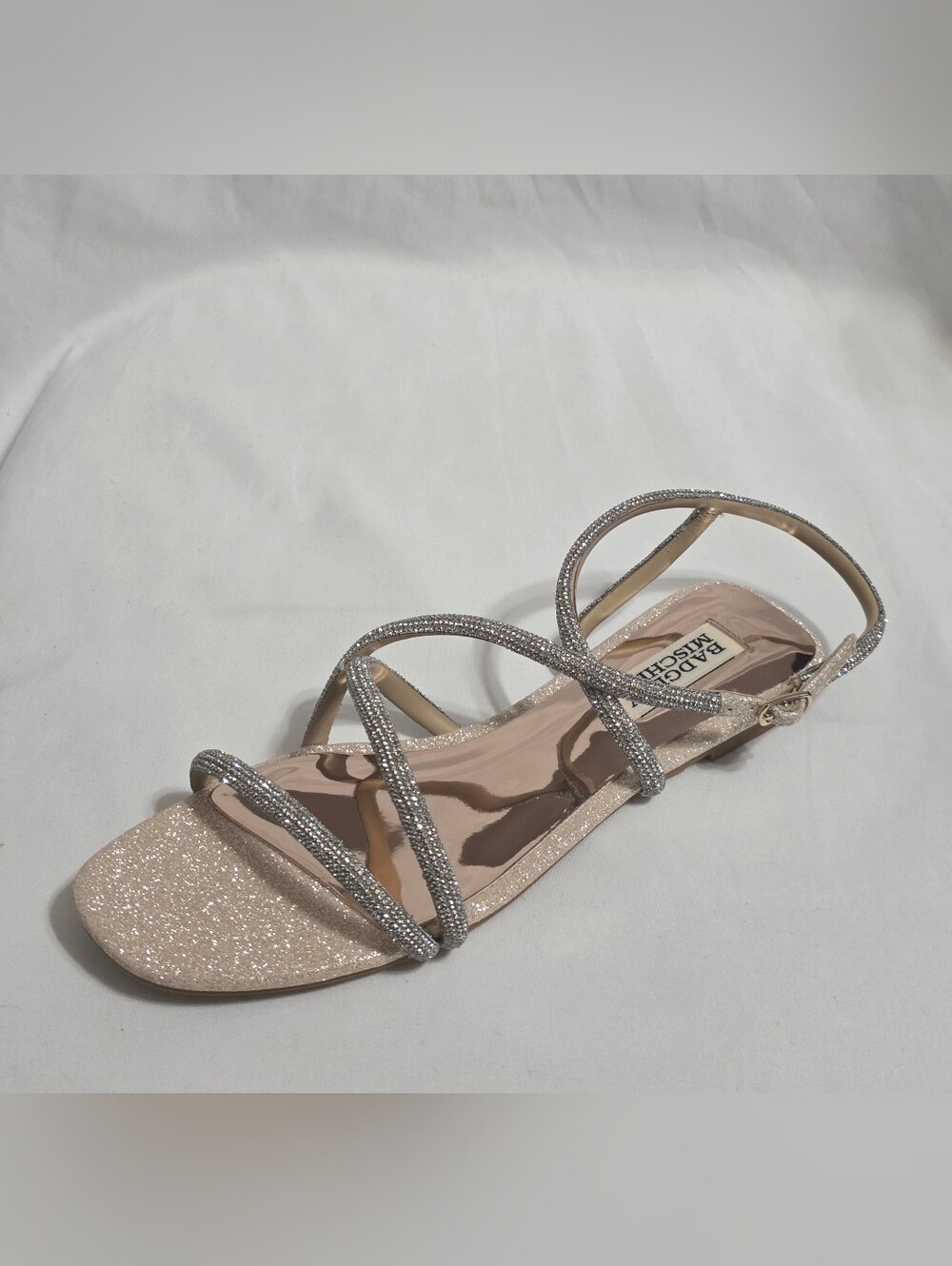 Badgley Mischka Ivie Gold Ankle Strap Sandal Us 6.5